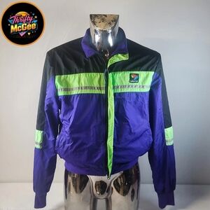 Vintage 90s Bellwether Colorblock Windbreaker Women’s M- Purple Green Black
